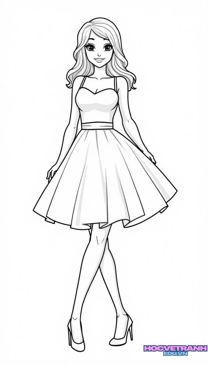 tranh tô màu váy dạ hội 5k full