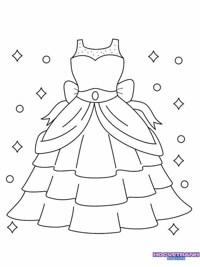 tranh tô màu váy dạ hội đơn giản 3k