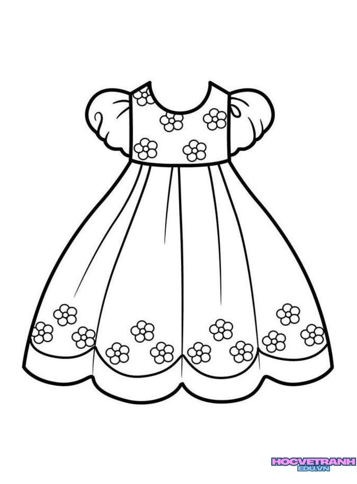 tranh tô màu váy dạ hội đơn giản 5k