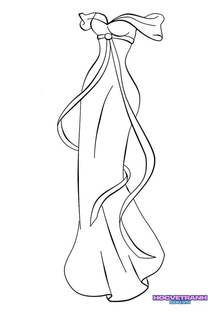 tranh tô màu váy dạ hội hd full