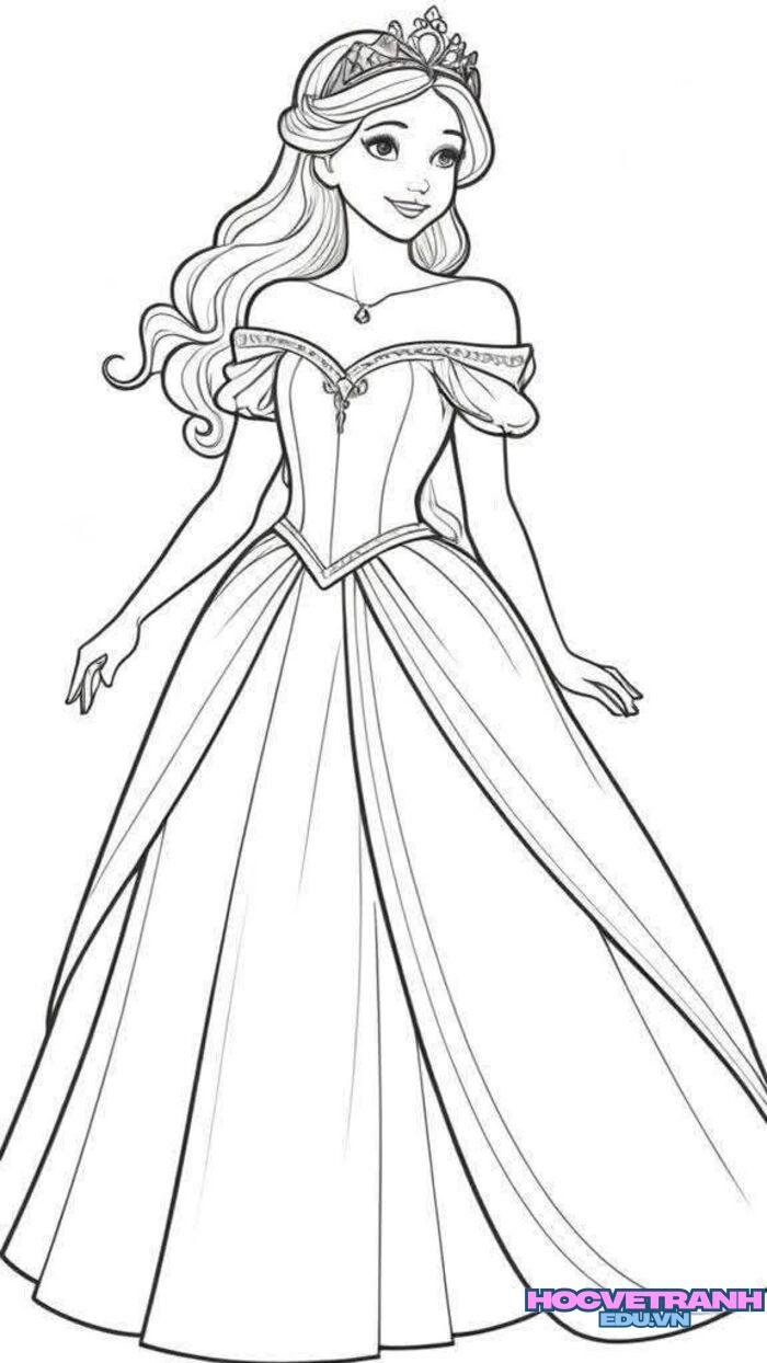 tranh tô màu váy dạ hội hd