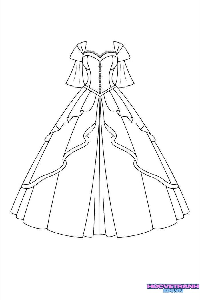 tranh tô màu váy dạ hội