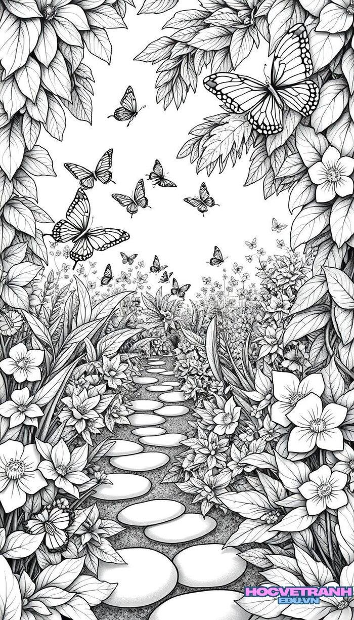 tranh tô màu vườn hoa 3d full