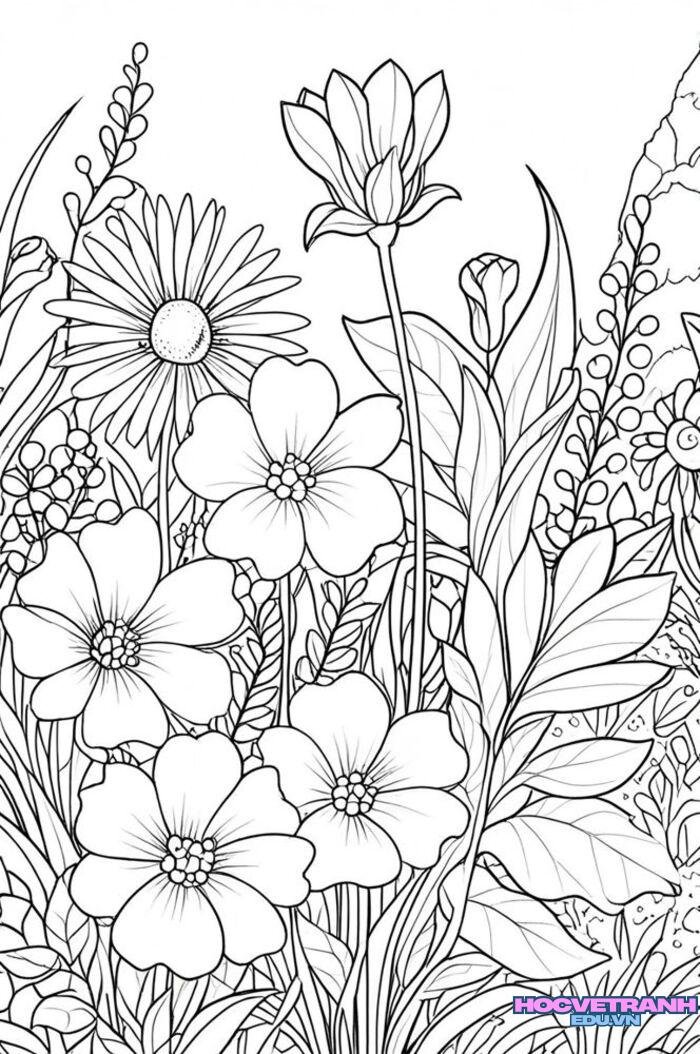 tranh tô màu vườn hoa 3k full