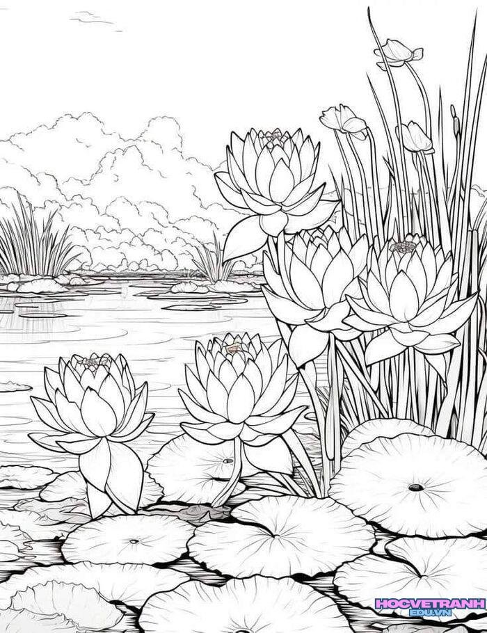tranh tô màu vườn hoa 3k