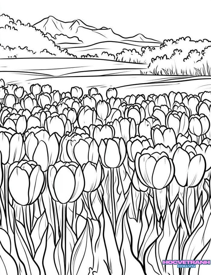 tranh tô màu vườn hoa 4d full