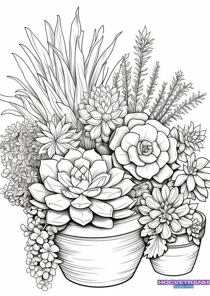 tranh tô màu vườn hoa 4k full