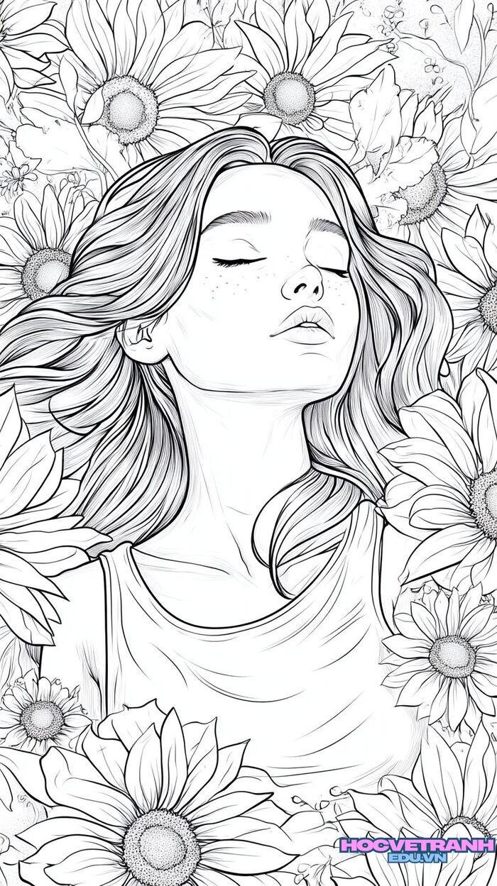 tranh tô màu vườn hoa 5k