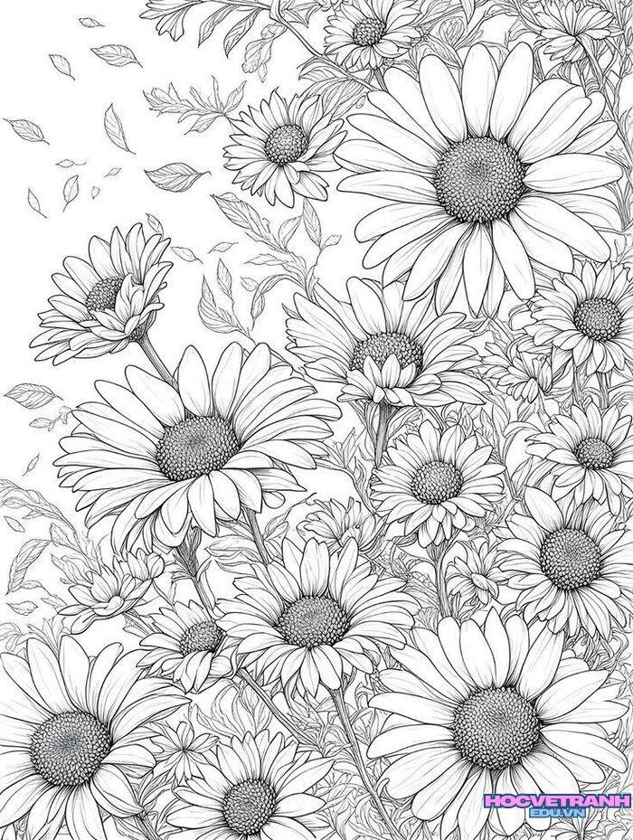 tranh tô màu vườn hoa đẹp 5k