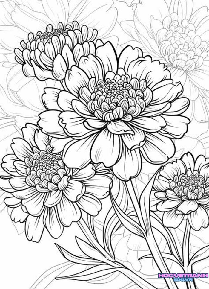 tranh tô màu vườn hoa đẹp hd