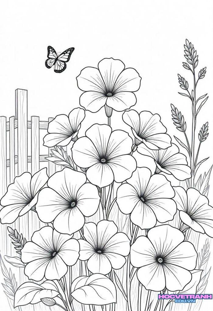 tranh tô màu vườn hoa hd full