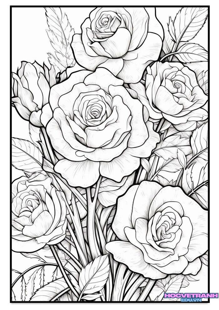 tranh tô màu vườn hoa