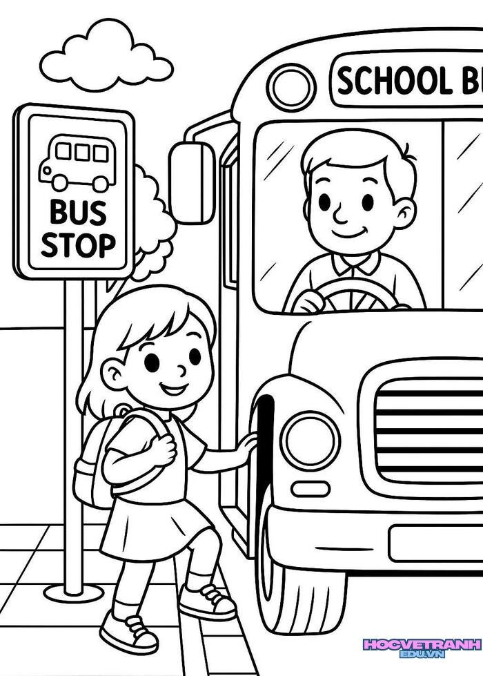 tranh tô màu xe buýt