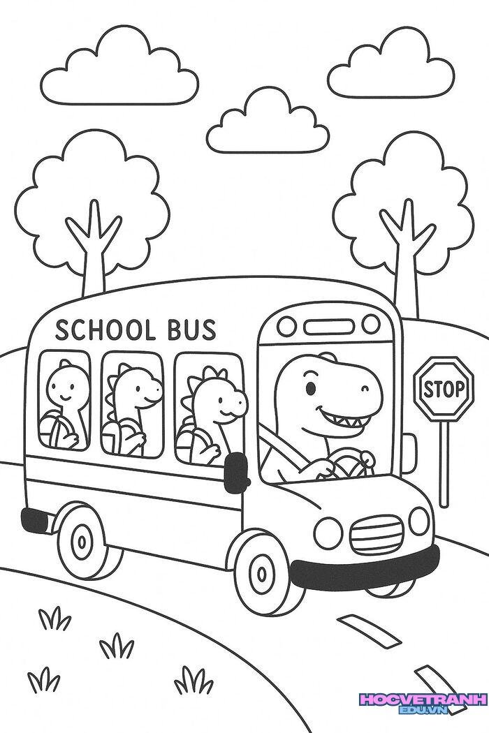 tranh tô màu xe buýt 3d