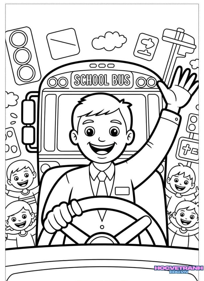 tranh tô màu xe buýt 3s