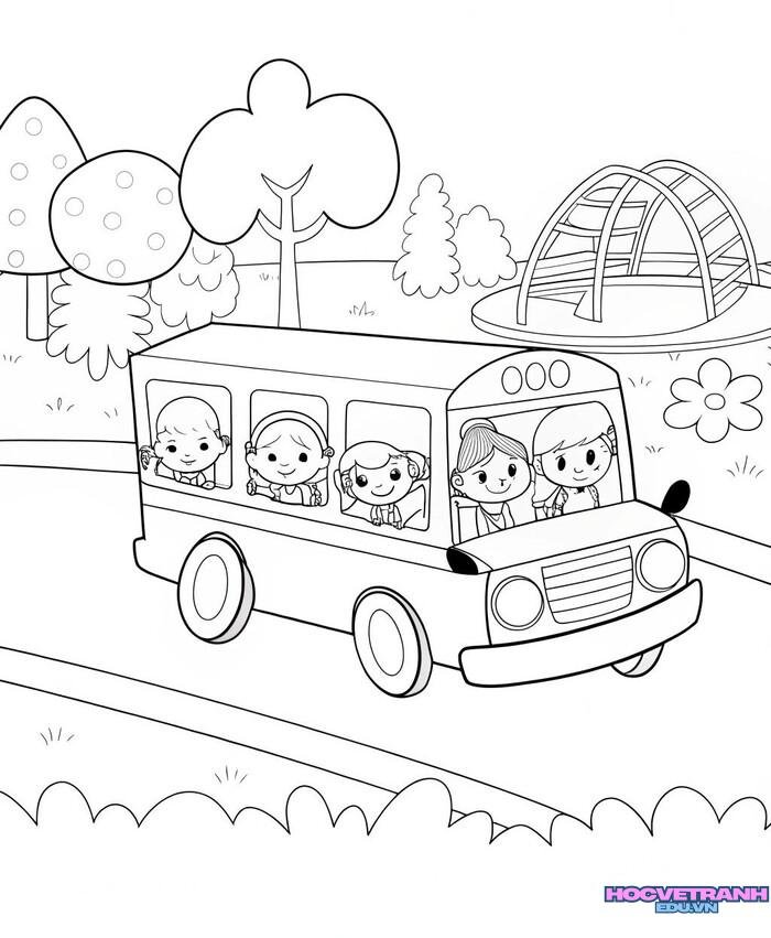 tranh tô màu xe buýt 4d full