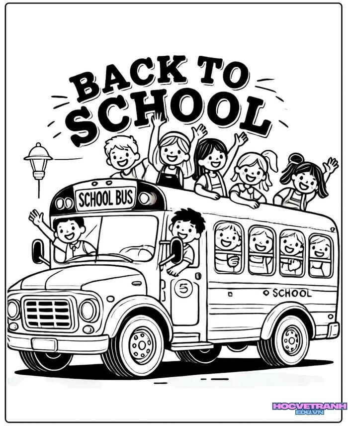 tranh tô màu xe buýt 4k