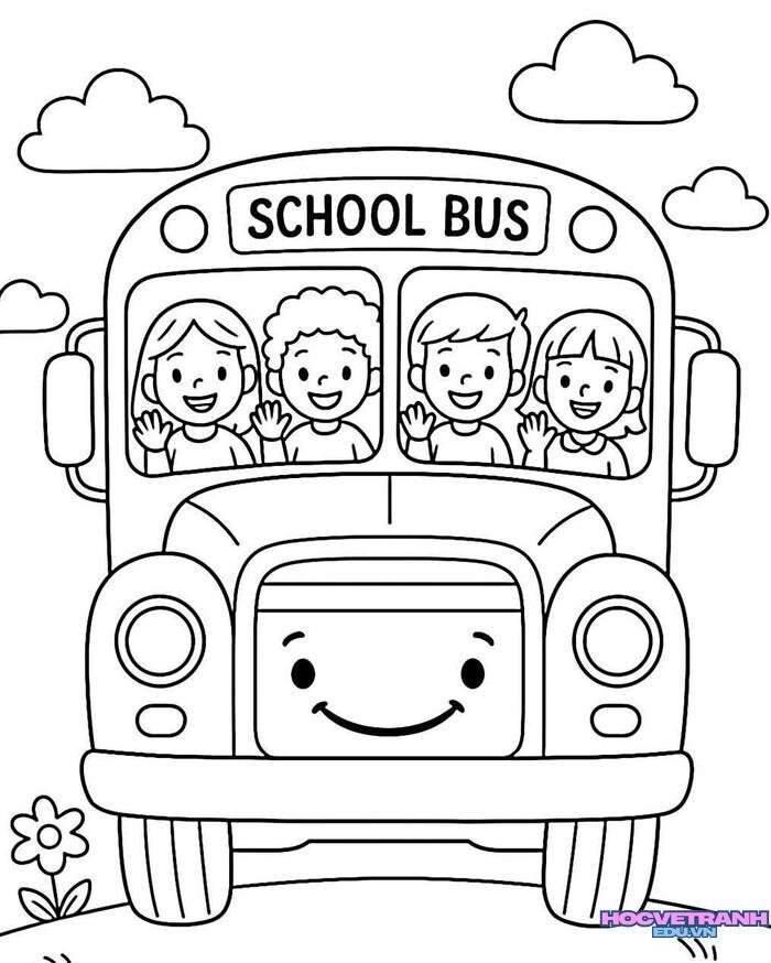 tranh tô màu xe buýt 4k full