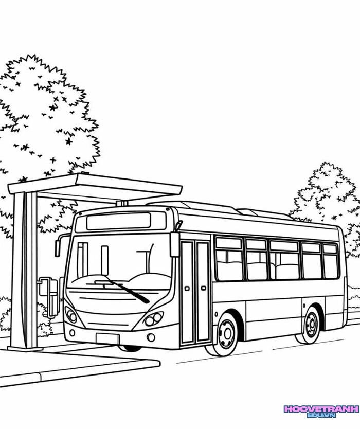 tranh tô màu xe buýt đẹp