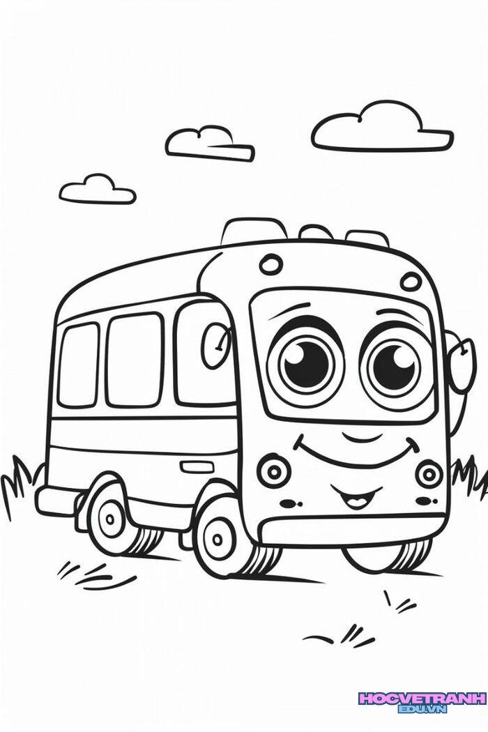 tranh tô màu xe buýt đẹp 3d