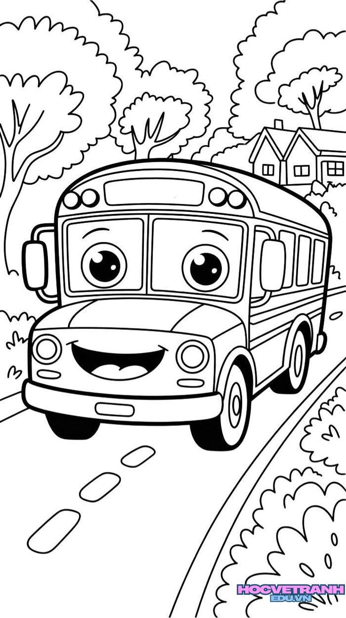 tranh tô màu xe buýt đẹp 3k