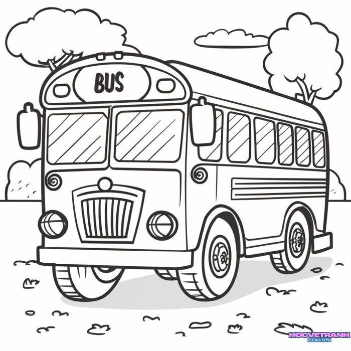 tranh tô màu xe buýt đẹp 4k