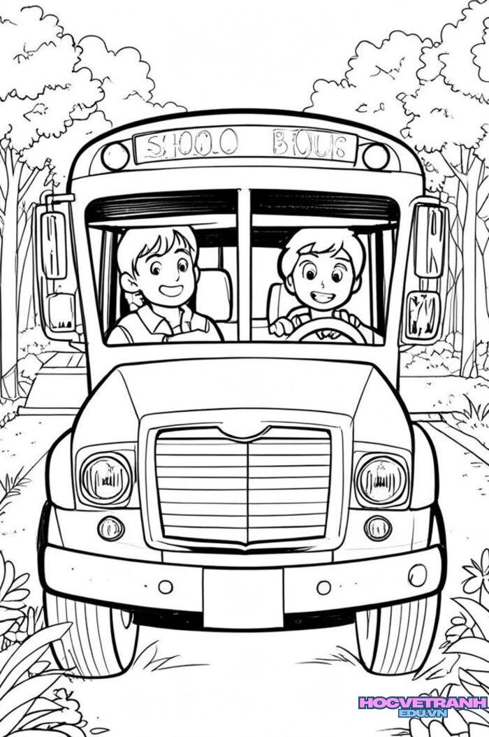 tranh tô màu xe buýt đẹp full hd