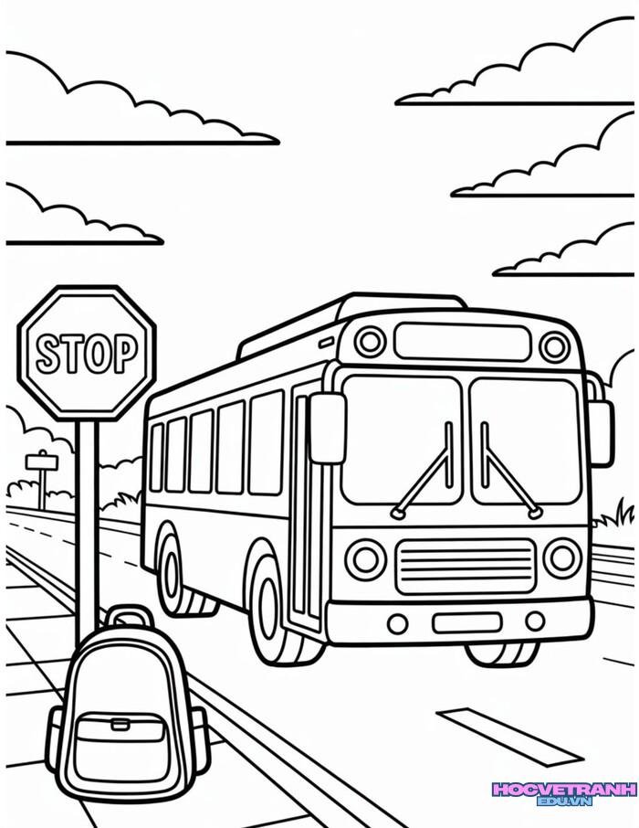 tranh tô màu xe buýt full