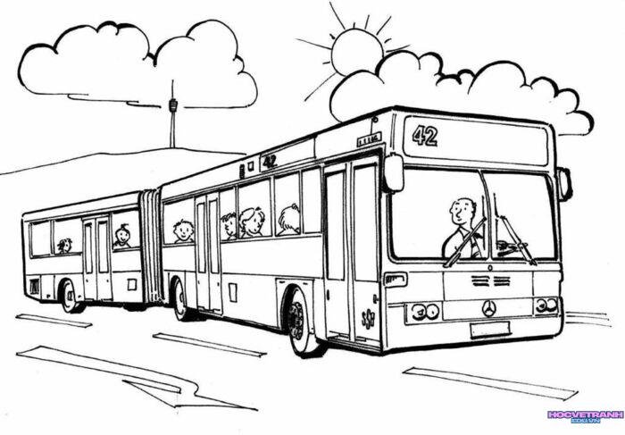 tranh tô màu xe buýt hd full
