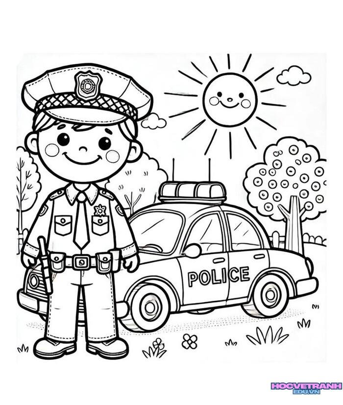 tranh tô màu xe cảnh sát 3d full