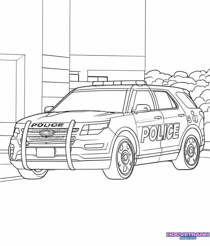 tranh tô màu xe cảnh sát 3d