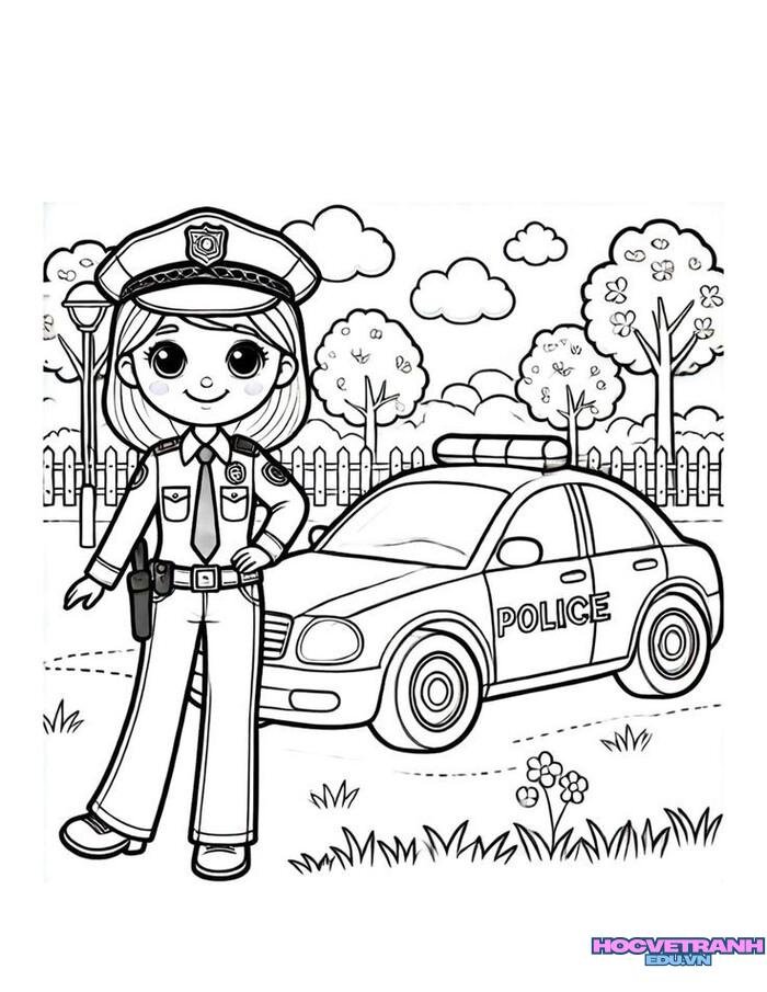 tranh tô màu xe cảnh sát 3k