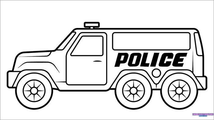 tranh tô màu xe cảnh sát 3s