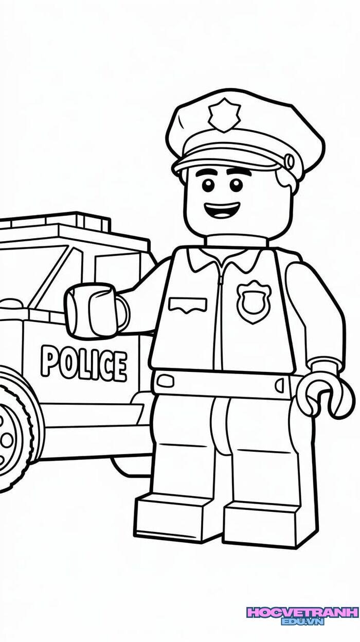 tranh tô màu xe cảnh sát 4k full