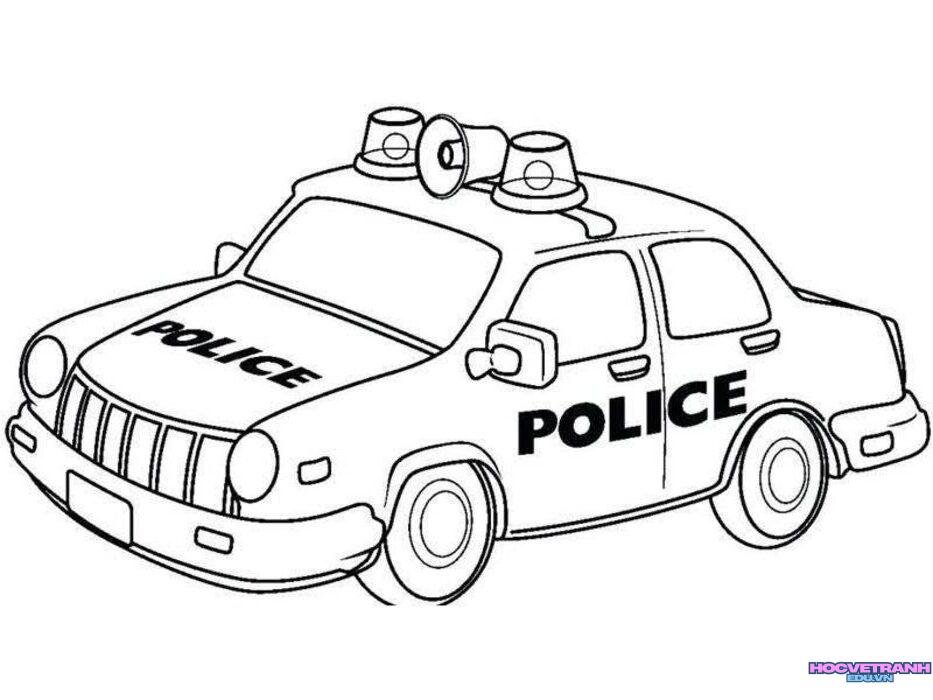tranh tô màu xe cảnh sát 4k