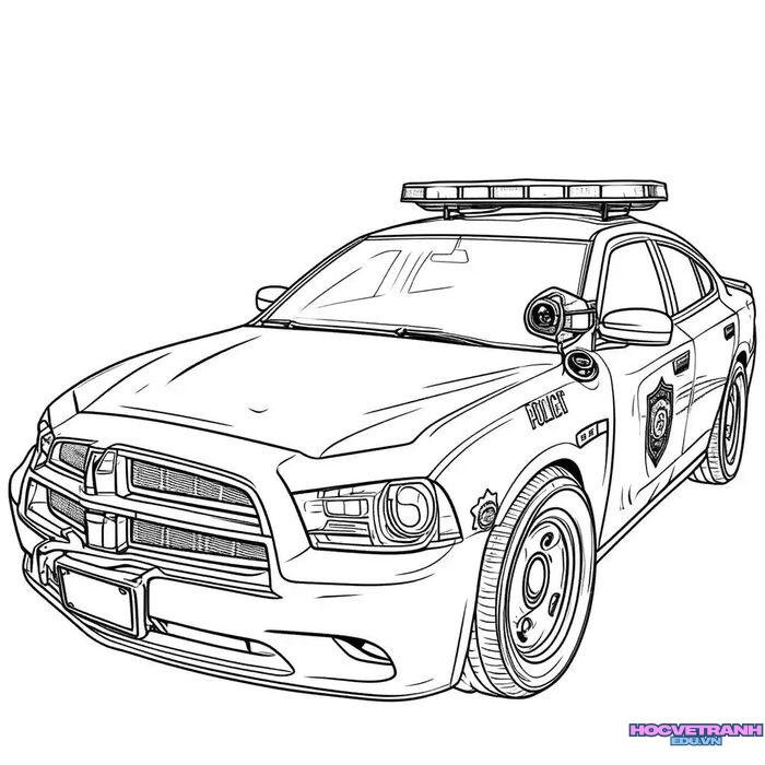 tranh tô màu xe cảnh sát 4s