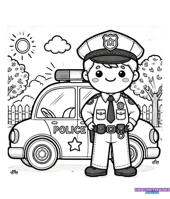 tranh tô màu xe cảnh sát 5d full
