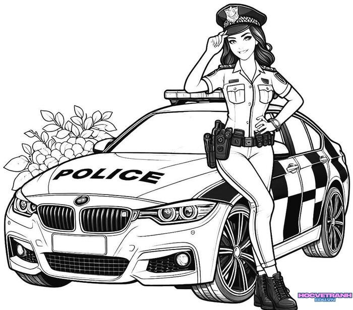 tranh tô màu xe cảnh sát 5d