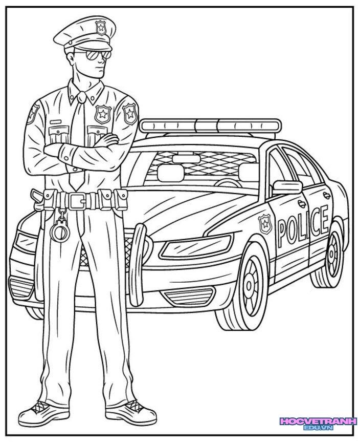 tranh tô màu xe cảnh sát 5k full