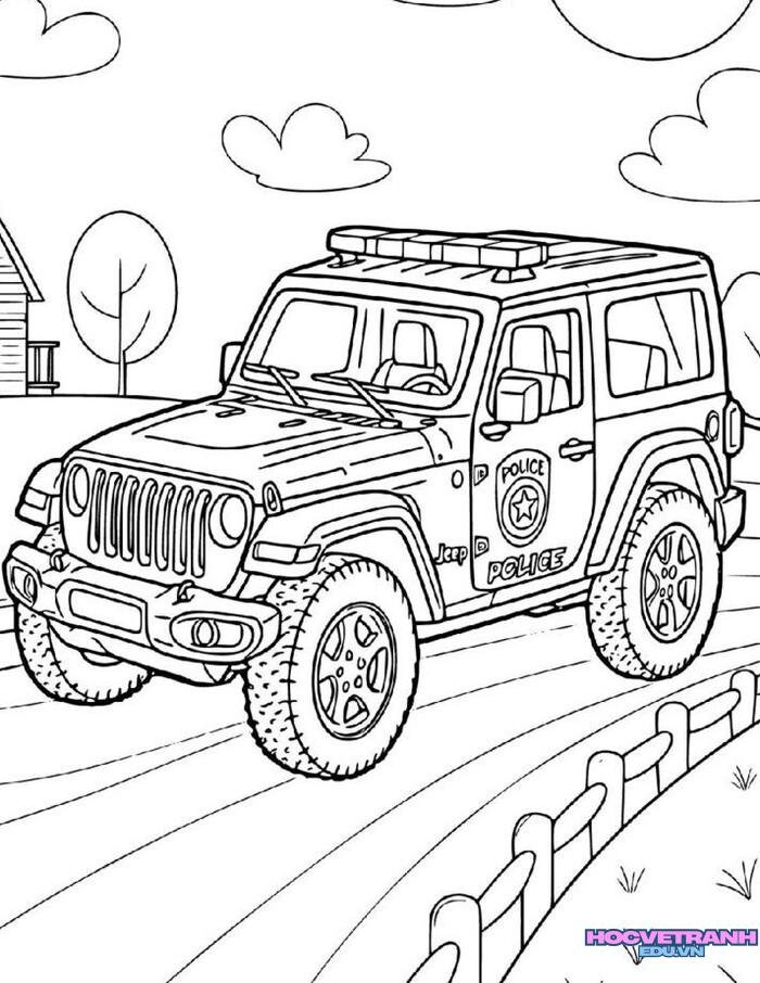 tranh tô màu xe cảnh sát 5s full