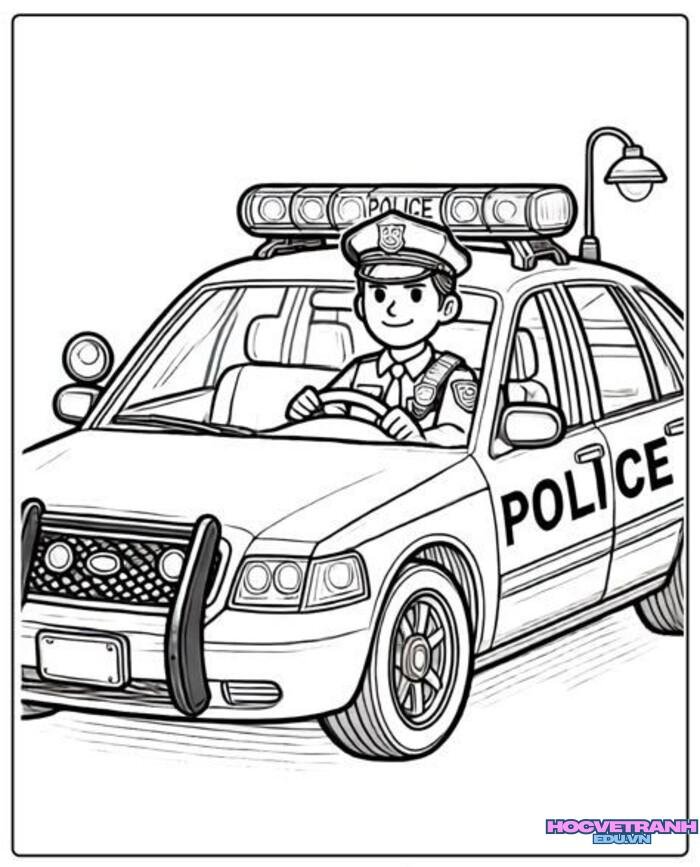 tranh tô màu xe cảnh sát đẹp 4k