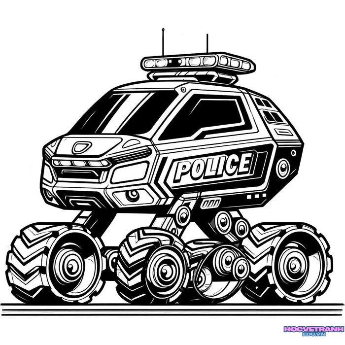 tranh tô màu xe cảnh sát đẹp full