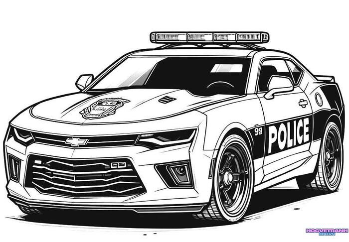 tranh tô màu xe cảnh sát đẹp hd full