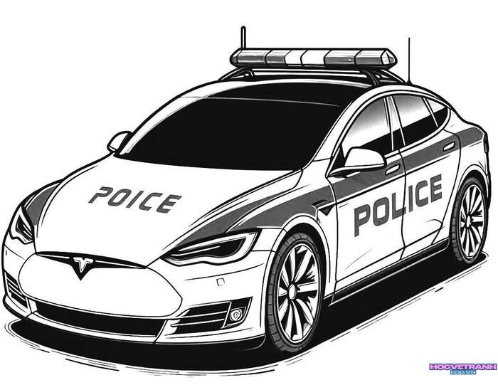 tranh tô màu xe cảnh sát đẹp hd