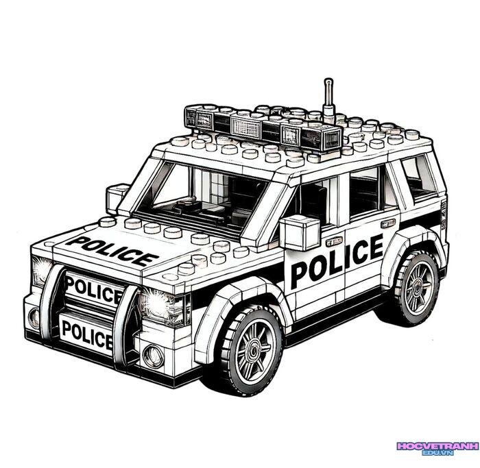 tranh tô màu xe cảnh sát đẹp
