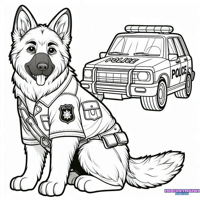 Kleurplaat Duitse herdershond tekening