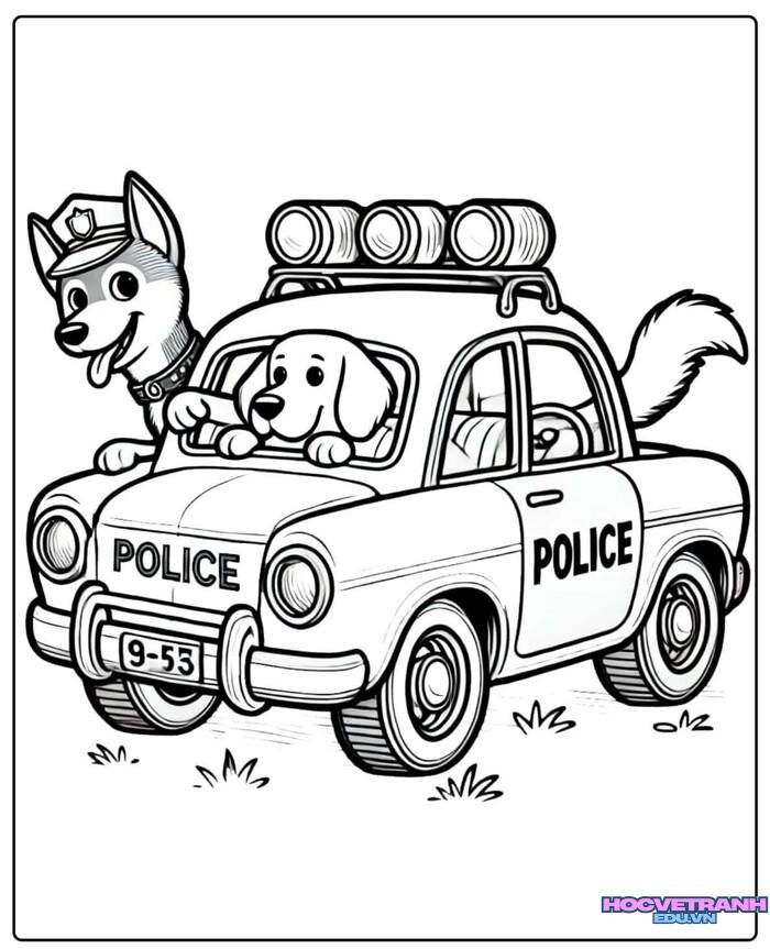 tranh tô màu xe cảnh sát