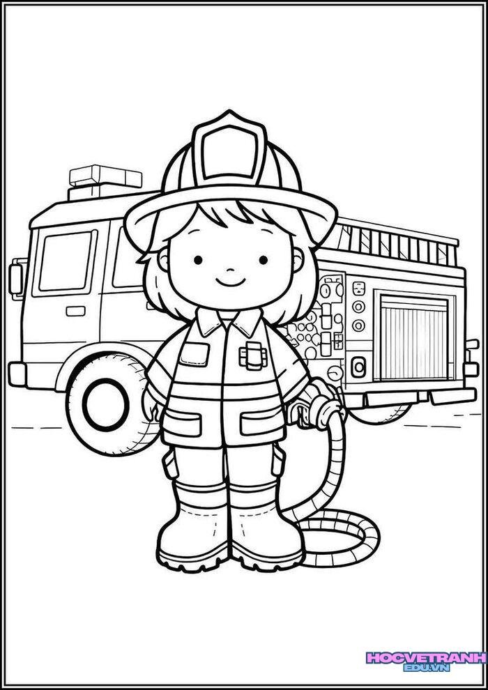 tranh tô màu xe cứu hỏa 4k full