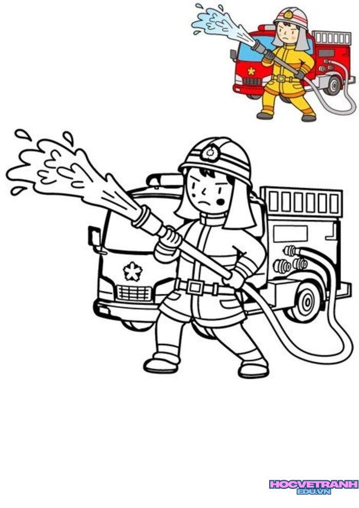 tranh tô màu xe cứu hỏa 5s
