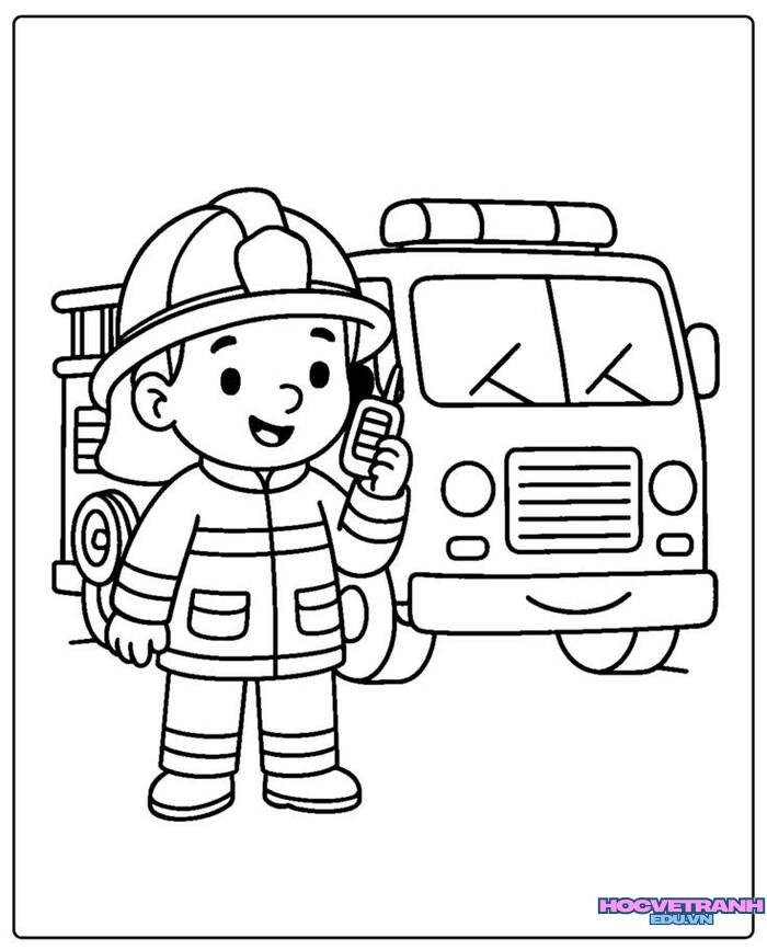 Fire fighter Colouring Page Template – 13